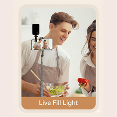 GZ-666 Tri-Color LED Fill Light with Adjustable Brightness, Clip-On Rechargeable Video Light for Phones and Cameras, Ideal for Live Streaming and Content Creation, 3000K–7000K Color Range, 4000mAh Battery
