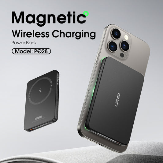 Magnetic Wireless Portable Charger for iPhone 17/16/15/14/13/12 Pro/Pro Max/Plus 5000mAh Aluminum Design MagSafe Charging USB-C Overheat Protection