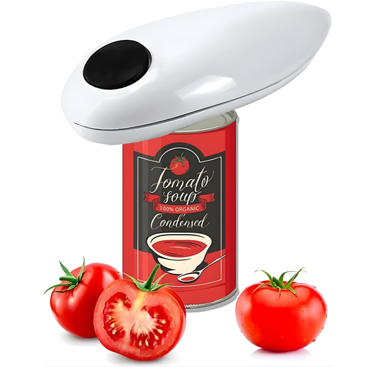 Automatic Electric Can Opener with One Touch Operation, Battery Powered Can Opener with Manual Bottle Opener, Smooth Edge Safe Cut Design