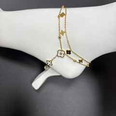 Stainless Steel Anklet for Women Double Layer Adjustable Ankle Bracelet with Pearl Beads Waterproof Elegant Jewelry Gift