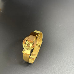 Women’s Premium Gold Buckle Chain Bracelet, Adjustable Stainless Steel Mesh Band with Crystal Accent, Anti-Tarnish Designer Luxury Bracelet for Daily Wear and Fashion Outfits