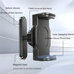 Magnetic Phone Holder with 6 N52 Strong Magnets, 360° Adjustable Gym & Golf Cart Phone Mount, Metal Base, Universal Holder for 4–7 Inch Smartphones