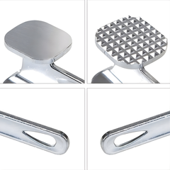 Double Sided Meat Tenderizer Hammer, Zinc Alloy Steak Pounder with Long Handle, Flat and Spike Meat Mallet for Kitchen Use