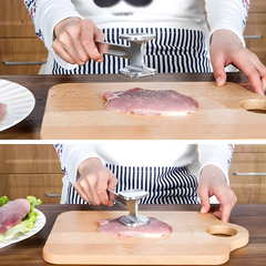 Double Sided Meat Tenderizer Hammer, Zinc Alloy Steak Pounder with Long Handle, Flat and Spike Meat Mallet for Kitchen Use