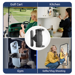 Magnetic Phone Holder with 6 N52 Strong Magnets, 360° Adjustable Gym & Golf Cart Phone Mount, Metal Base, Universal Holder for 4–7 Inch Smartphones