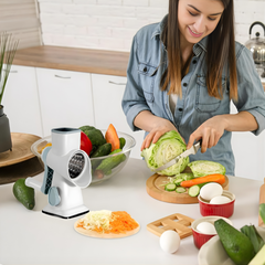 Rotary Cheese Grater and Vegetable Slicer with Hand Crank, Stainless Steel Drum Grater for Vegetables, Cheese and Nuts, Manual Kitchen Grating Tool with Handle.