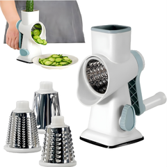 Rotary Cheese Grater and Vegetable Slicer with Hand Crank, Stainless Steel Drum Grater for Vegetables, Cheese and Nuts, Manual Kitchen Grating Tool with Handle.