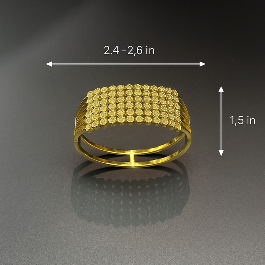 Wide Floral Pattern Anti-Tarnish Kada Bangle for Women, 18K Gold-Plated Stainless Steel Adjustable Broad Bracelet, Trending Wedding Party Ethnic Fashion Jewelry Gift