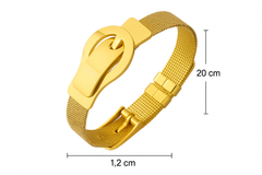 Women’s Premium Gold Buckle Chain Bracelet, Adjustable Stainless Steel Mesh Band with Crystal Accent, Anti-Tarnish Designer Luxury Bracelet for Daily Wear and Fashion Outfits