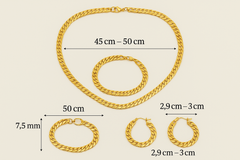 3-Piece Stainless Steel Cuban Chain Jewelry Set for Women 18K Gold Plated Necklace Bracelet & Earrings Trendy Waterproof Anti-Tarnish Gift Set Ancient Egyptian Elegance