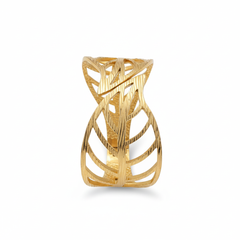 Luxury Leaf Pattern 18K Gold Plated Stainless Steel Chunky Bangle for Women Trendy Open Cuff Bracelet Waterproof Anti-Tarnish Fashion Accessory Gift