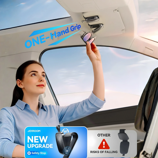 Magnetic Sunglasses Holder for Car Visor, One-Handed Grip with N52 Strong Magnet, 20° Adjustable Safety Lock, Universal Fit for All Glasses, Ultra Soft Foam Interior, Compact Car Accessories Organizer