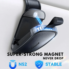 Magnetic Sunglasses Holder for Car Visor, One-Handed Grip with N52 Strong Magnet, 20° Adjustable Safety Lock, Universal Fit for All Glasses, Ultra Soft Foam Interior, Compact Car Accessories Organizer