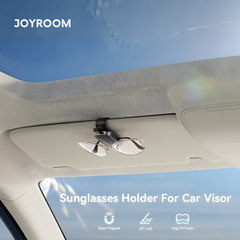 Magnetic Sunglasses Holder for Car Visor, One-Handed Grip with N52 Strong Magnet, 20° Adjustable Safety Lock, Universal Fit for All Glasses, Ultra Soft Foam Interior, Compact Car Accessories Organizer