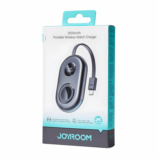 2500mAh Portable Wireless Watch Charger for Apple Watch, Magnetic Charging with Real-Time Battery Level Display, Built-in USB-C Cable, Compact Design for Travel and Everyday Use