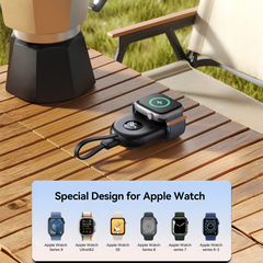 2500mAh Portable Wireless Watch Charger for Apple Watch, Magnetic Charging with Real-Time Battery Level Display, Built-in USB-C Cable, Compact Design for Travel and Everyday Use