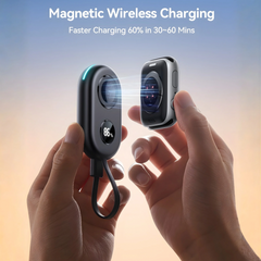 2500mAh Portable Wireless Watch Charger for Apple Watch, Magnetic Charging with Real-Time Battery Level Display, Built-in USB-C Cable, Compact Design for Travel and Everyday Use