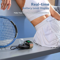 2500mAh Portable Wireless Watch Charger for Apple Watch, Magnetic Charging with Real-Time Battery Level Display, Built-in USB-C Cable, Compact Design for Travel and Everyday Use