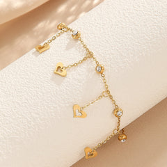 Gold Stainless Steel Anklet for Women Adjustable Non-Tarnish Heart Charm Ankle Bracelet Elegant Jewelry Gift for Anniversary Party or Daily Use