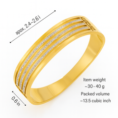 Women’s Gold Diamond Studded Anti-Tarnish Kada Bracelet, Adjustable Broad Bangle with Sparkling Stones, Durable 18K Gold-Plated Brass Fashion Jewelry for Party, Wedding, and Everyday Wear